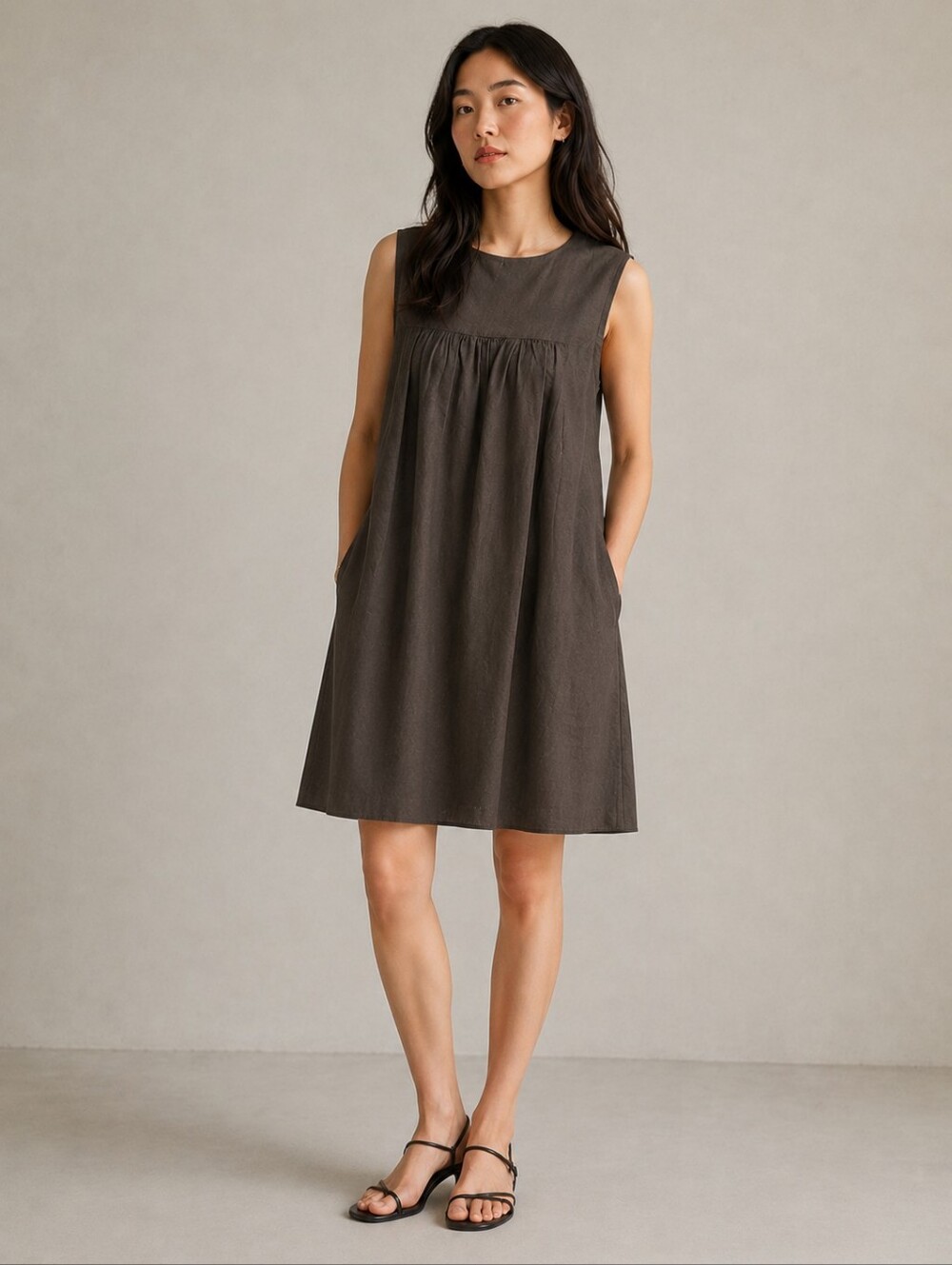 Theory Linen Blend Shift Casual Dress Size 6